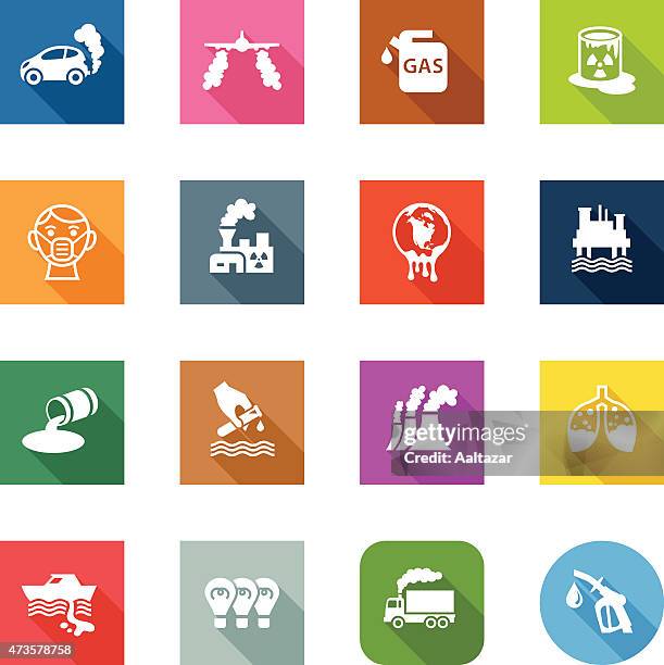 flat icons - pollution - coal pollution stock illustrations