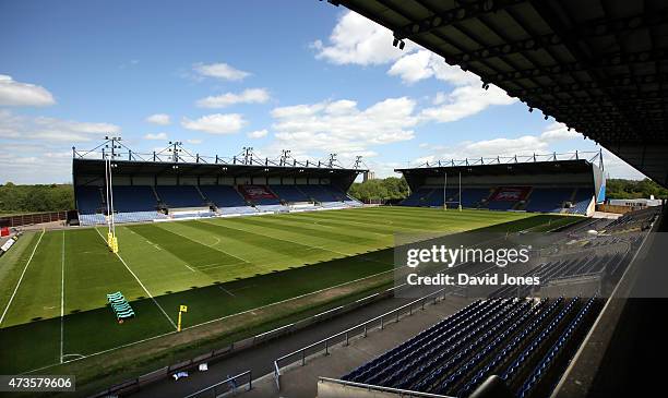 General view of the Kassam Stadium before the Aviva Premiership match between London Welsh and Saracens at Kassam Stadium on May 16, 2015 in Oxford,...