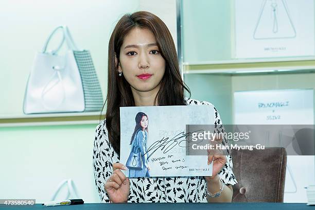 South Korean actress Park Shin-Hye attends the autograph session for Bruno Magli on May 15, 2015 in Seoul, South Korea.