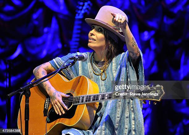 Linda Perry performs at the 2nd Annual "Acoustic-4-A-Cure" Benefit Concert at The Masonic Auditorium on May 15, 2015 in San Francisco, California.