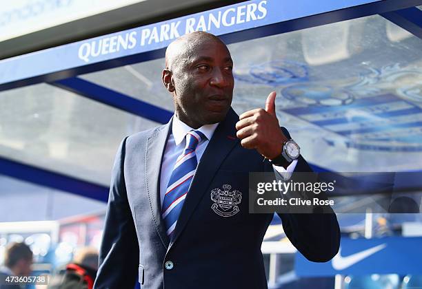 Manager Chris Ramsey of QPR gestures during the Barclays Premier League match between Queens Park Rangers and Newcastle United at Loftus Road on May...