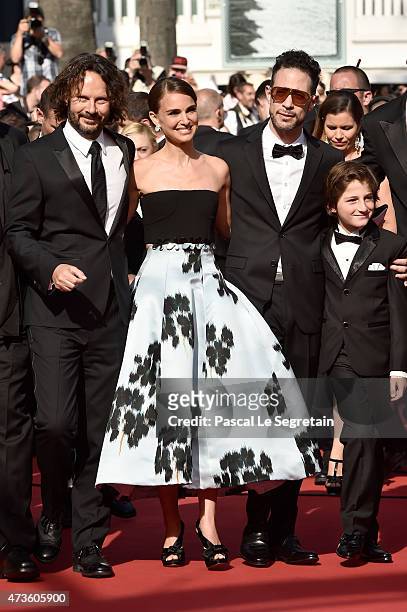 Producer Ram Bergman, director Natalie Portman, actor Gilad Kahana and actor Amir Tessler attend the Premiere of "A Tale Of Love And Darkness" during...