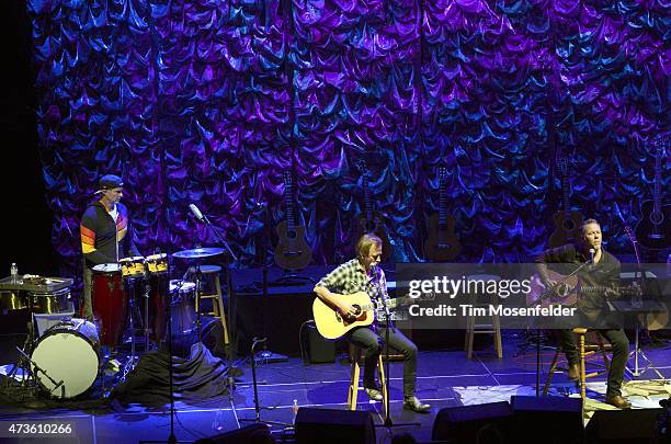 Chad Smith, Jerry Cantrell and James Hetfield perform during the 2nd Annual "Acoustic-4-A-Cure" Benefit Concert at The Masonic Auditorium on May 15,...