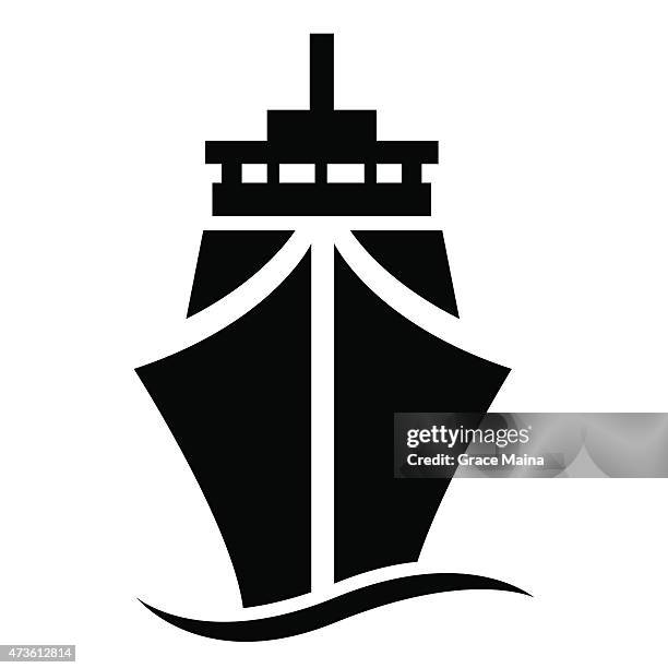 ship or boat illustration - vector - container ship stock illustrations