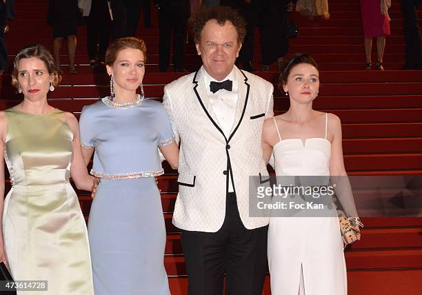 Angeliki Papoulia, Lea Seydoux, John C. Reilly and Jessica Barden leave the 'Lobster' Premiere during the 68th annual Cannes Film Festival on May 15,...