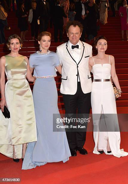 Angeliki Papoulia, Lea Seydoux, John C. Reilly and Jessica Barden leave the 'Lobster' Premiere during the 68th annual Cannes Film Festival on May 15,...