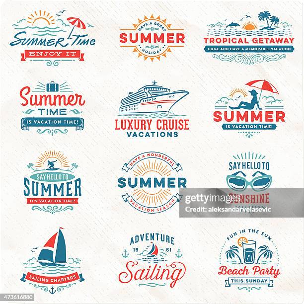 sommer urlaub, surfen, segeln, beach-schilder und karten - tags vehicle stock-grafiken, -clipart, -cartoons und -symbole