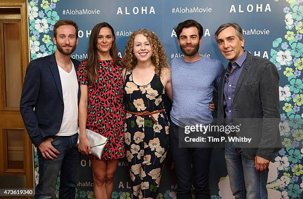 Members from the cast of Elephant Man Eric Clem, Emma Thorne, Amanda Lea Mason, Chris Bannow and Scott Lowell attend a VIP screening of 'Aloha' at...