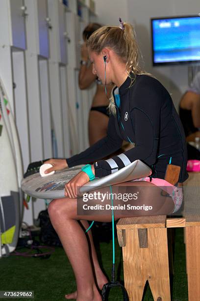 Lakey Peterson of the United States advanced to the Quarter Finals of the Womens Oi Rio Pro on May 16, 2015 in Rio de Janeiro, Brazil.