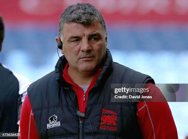 Rowland Phillips, head coach at London Welsh before the Aviva Premiership match between London Welsh and Saracens at Kassam Stadium on May 16, 2015...