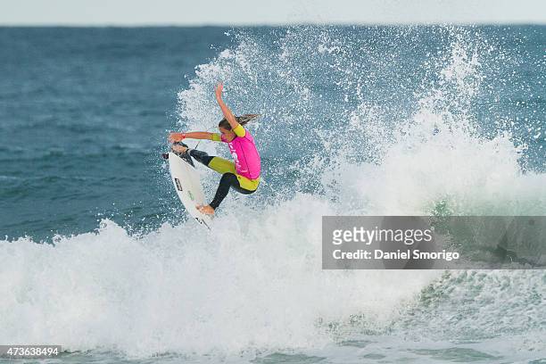 Courtney Conlogue of the United States advanced to the Quarter Finals of the Womens Oi Rio Pro on May 16, 2015 in Rio de Janeiro, Brazil.