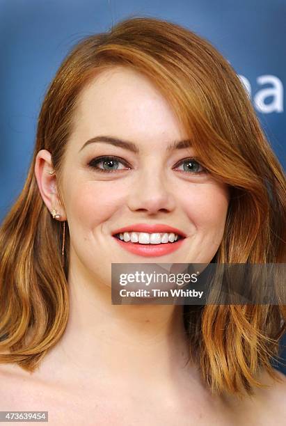 Emma Stone attends a VIP screening of 'Aloha' at Soho Hotel on May 16, 2015 in London, England.