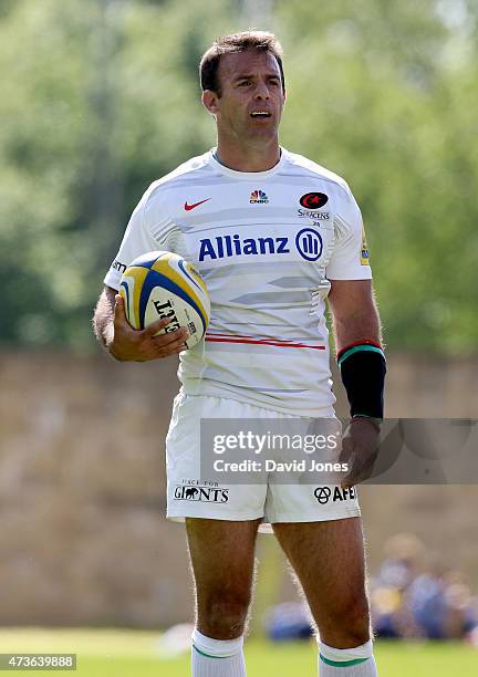 Jackson Wray of Saracens in action during the Aviva Premiership match between London Welsh and Saracens at Kassam Stadium on May 16, 2015 in Oxford,...