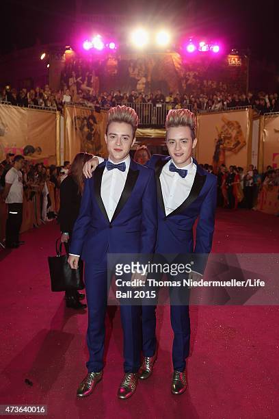 John Grimes and Edward Grimes of the band Jedward attend the Life Ball 2015 at City Hall on May 16, 2015 in Vienna, Austria.