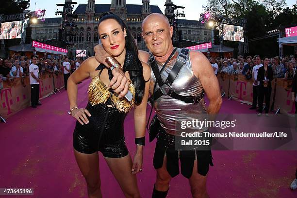 Guests in costumes attend the Life Ball 2015 at City Hall on May 16, 2015 in Vienna, Austria.