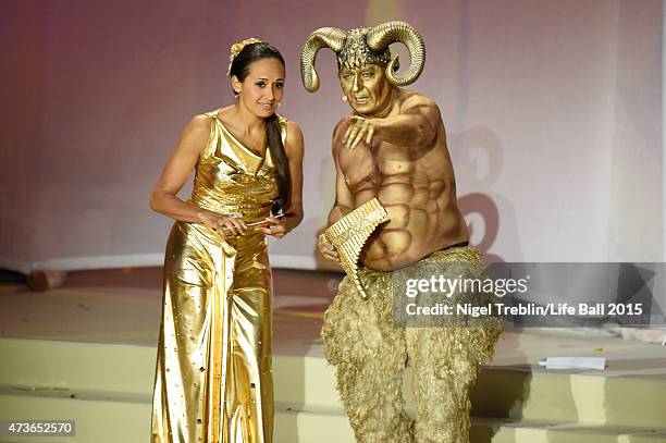 Alice Tumler speaks during the Life Ball 2015 show at City Hall on May 16, 2015 in Vienna, Austria.