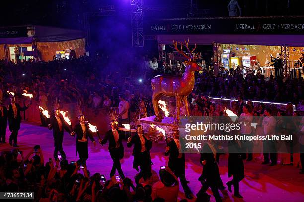 Artists perform during the Life Ball 2015 at City Hall on May 16, 2015 in Vienna, Austria.