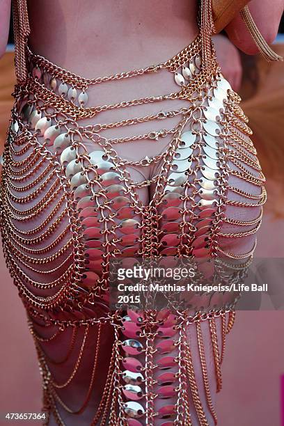 Carmen Carrera, detail, attends the Life Ball 2015 at City Hall on May 16, 2015 in Vienna, Austria.