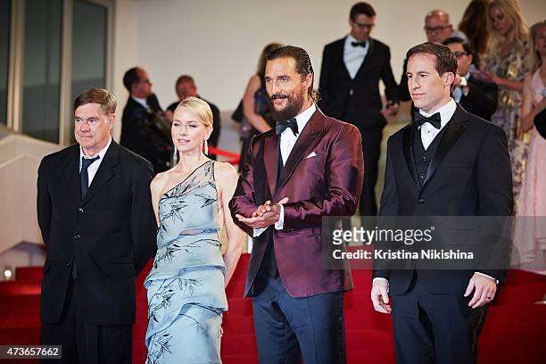 Gus Van Sant, Naomi Watts, Matthew McConaughey and Chris Sparling attend the Premiere of 'The Sea Of Trees' during the 68th annual Cannes Film...