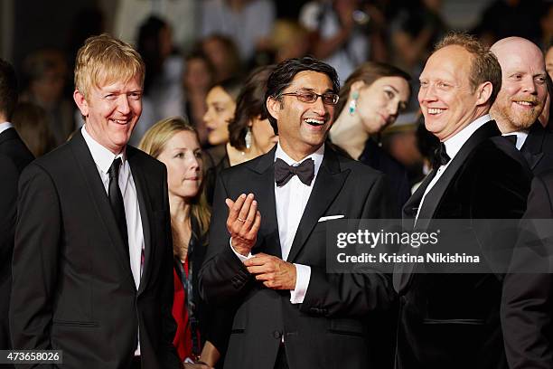 Chris King, Asif Kapadia and Adam Barker attend the premiere of 'Amy' during the 68th annual Cannes Film Festival on May 16, 2015 in Cannes, France.