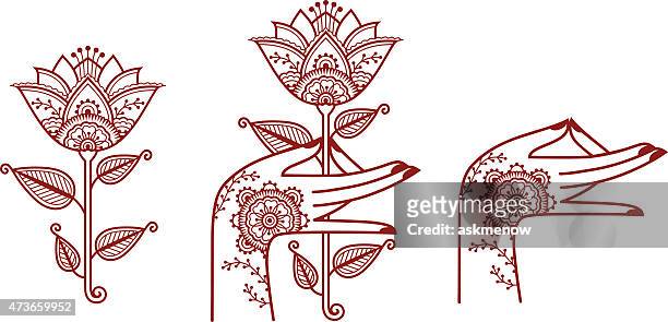 ilustraciones, imágenes clip art, dibujos animados e iconos de stock de elementos de estilo indio - tatuaje de henna