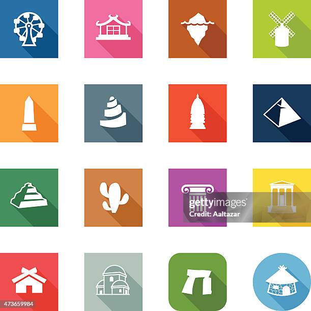 flat icons - travel - ice sculpture stock illustrations