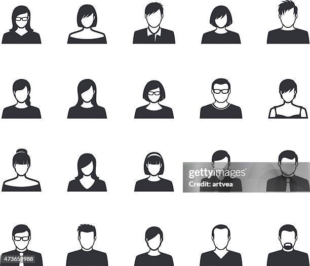 set of avatar flat icons - male abstract stock illustrations