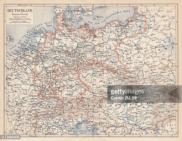 german empire of 1871-1918, lithograph, published in 1875 - bohemian austrian stock illustrations