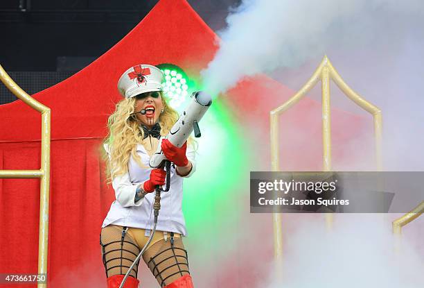 Musician Maria Brink of In This Moment performs at MAPFRE Stadium on May 16, 2015 in Columbus, Ohio.