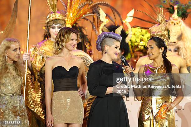 Alice Tumler, Kelly Osbourne, Hana Jirickova and Franca Sozzani announce the winner of the award 'Life Ball Queen 2015' during the Life Ball 2015...