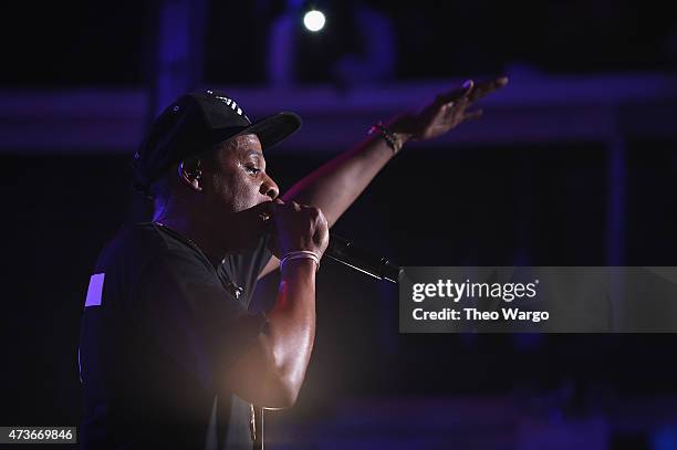 Jay-Z performs during TIDAL X: Jay-Z B-sides in NYC on May 16, 2015 in New York City.