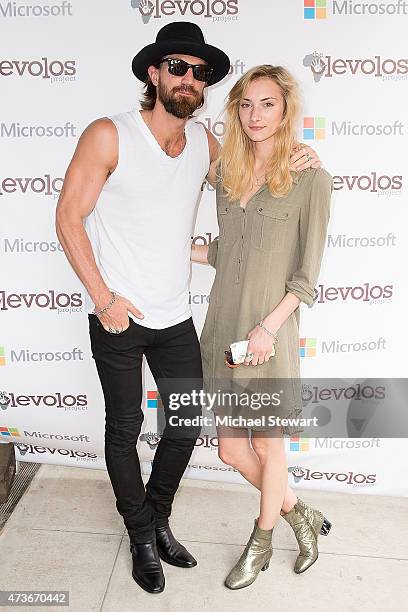 Model Henrik Fallenius and guest attend the 4th Annual Olevolos Project Brunch at Gallow Green at the McKittrick Hotel on May 16, 2015 in New York...