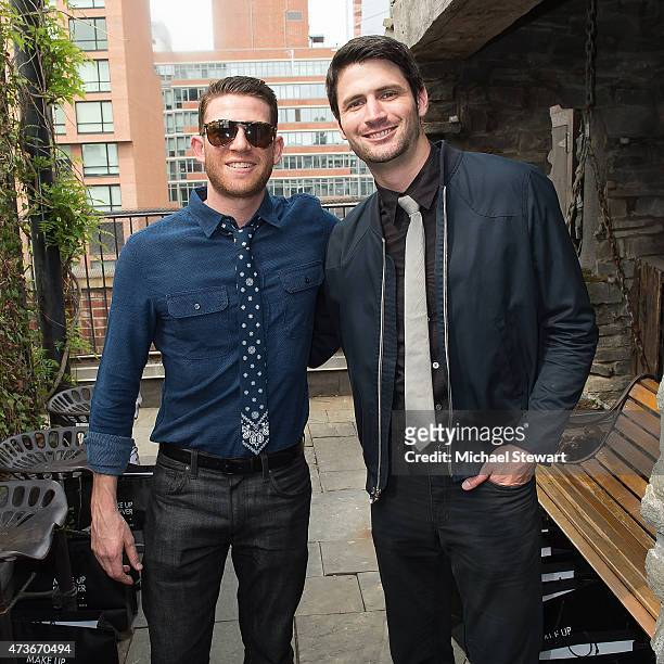 Actors Bryan Greenberg and James Lafferty attend the 4th Annual Olevolos Project Brunch at Gallow Green at the McKittrick Hotel on May 16, 2015 in...