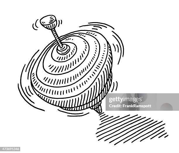 spinning top toy drawing - spinning top stock illustrations