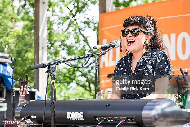 Musician/vocalist Irene Diaz performs onstage during the Pachanga Latino Music Festival at Fiesta Gardens on May 16, 2015 in Austin, Texas.