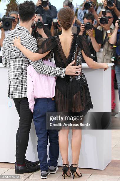 Actors Gilad Kahana, Amir Tessler and director Natalie Portman attend the "A Tale Of Love And Darkness" Photocall during the 68th annual Cannes Film...
