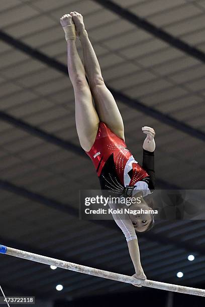 Koko Tsurumi competes on the Uneven Bars during the Artistic Gymnastics NHK Trophy at Yoyogi National Gymnasium on May 17, 2015 in Tokyo, Japan.