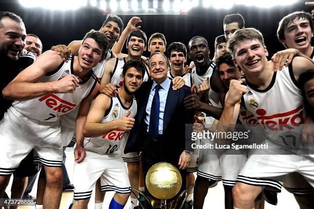 Florentino Perez, President of Real Madrid celebrates with Real Madrid Team the winner of Adidas Next Generation Tournament Final Game between Real...