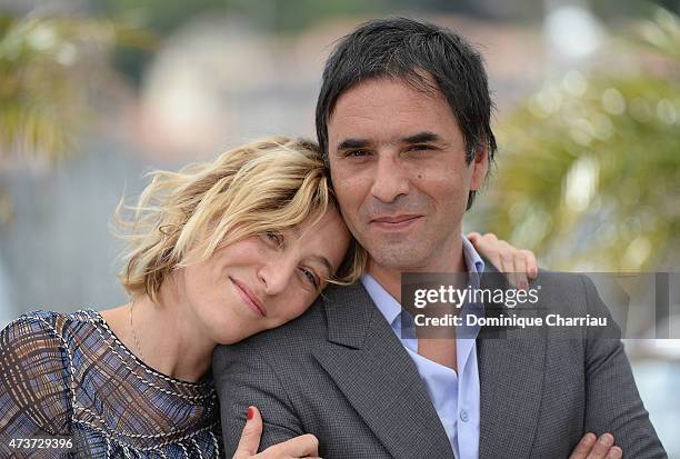 Actress Valeria Bruni Tedeschi and director Samuel Benchetrit attends the "Asphalte" Photocall during the 68th annual Cannes Film Festival on May 17,...
