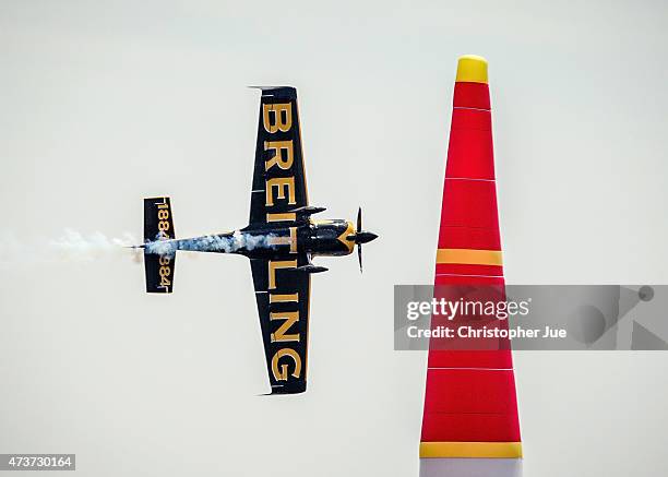 Nigel Lamb of Great Britain performs during the Red Bull Air Race Chiba at Makuhari Kaihin Park on May 17, 2015 in Chiba, Japan.