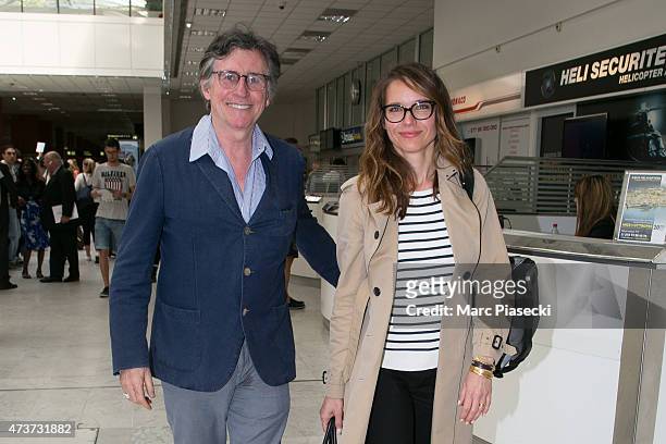 Actor Gabriel Byrne and wife Hannah Beth King are seen at Nice airport during the 68th annual Cannes Film Festival on May 17, 2015 in Cannes, France.