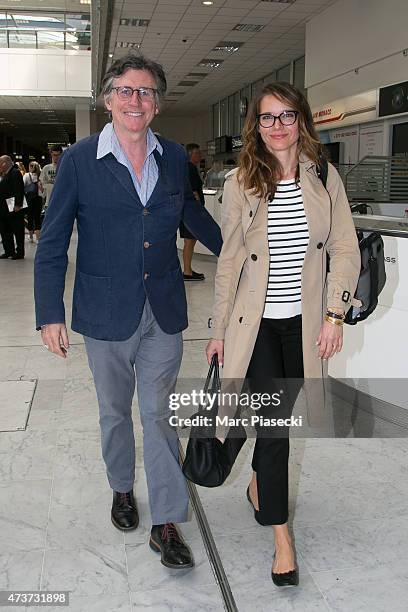 Actor Gabriel Byrne and wife Hannah Beth King are seen at Nice airport during the 68th annual Cannes Film Festival on May 17, 2015 in Cannes, France.