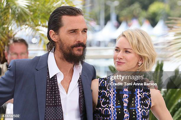 Matthew McConaughey and Naomi Watts attends the "The Sea of Trees" photocall during the 68th annual Cannes Film Festival on May 16, 2015 in Cannes,...