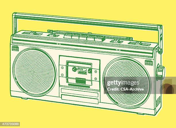 bildbanksillustrationer, clip art samt tecknat material och ikoner med boombox - audio cassette