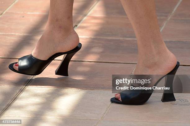 Actress Valeria Bruni Tedeschi, shoe detail, attends the "Asphalte" Photocall during the 68th annual Cannes Film Festival on May 17, 2015 in Cannes,...