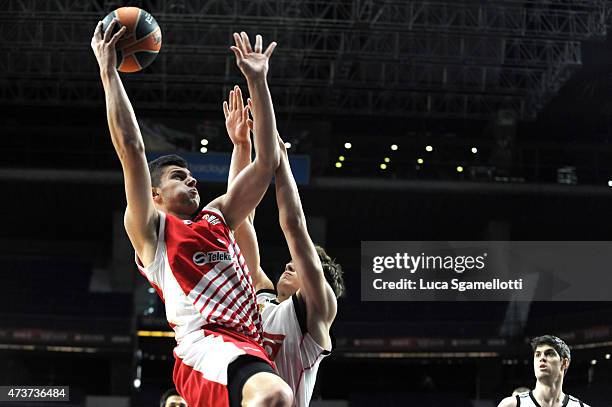 Vojislav Stojanovic, #9 of Crvena Zvezda in action during the Adidas Next Generation Tournament Final Game between Real Madrid vs Crvena Zvezda at...