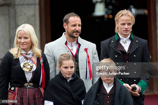 Crown Prince Haakon, and Crown Princess Mette-Marit of Norway, with Princess Ingrid Alexandra, and Prince Sverre Magnus, and Crown Princess...
