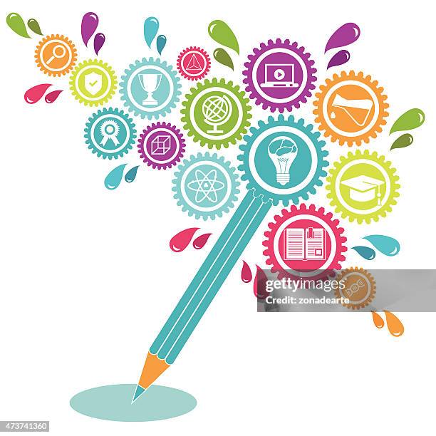 educational mechanism icon concept - colorful-brain-icon stock illustrations