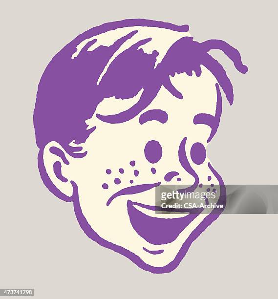 smiling boy with freckles - boy freckle stock illustrations
