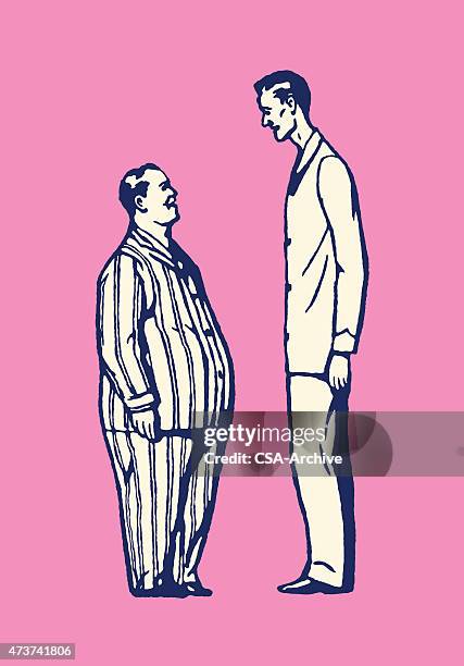 short fat man and tall thin man - slim stock illustrations